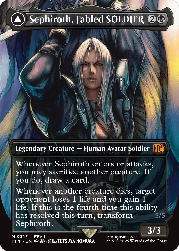 Sephiroth, Fabled SOLDIER // Sephiroth, One-Winged Angel (Borderless) (0317) [FINAL FANTASY] - Destination Retro