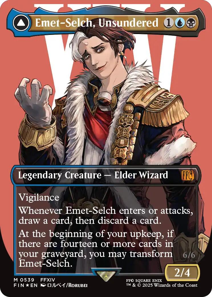 Emet-Selch, Unsundered // Hades, Sorcerer of Eld (Borderless) (Surge Foil) [FINAL FANTASY] - Destination Retro