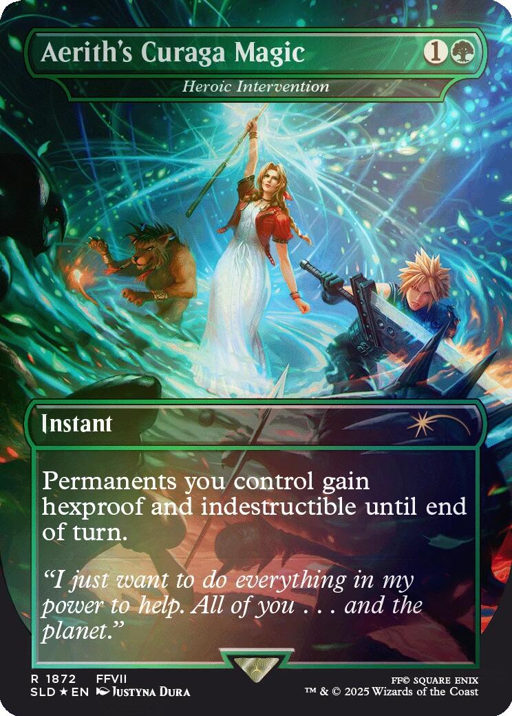 Aerith's Curaga Magic - Heroic Intervention (Rainbow Foil) [Secret Lair Drop Series] - Destination Retro