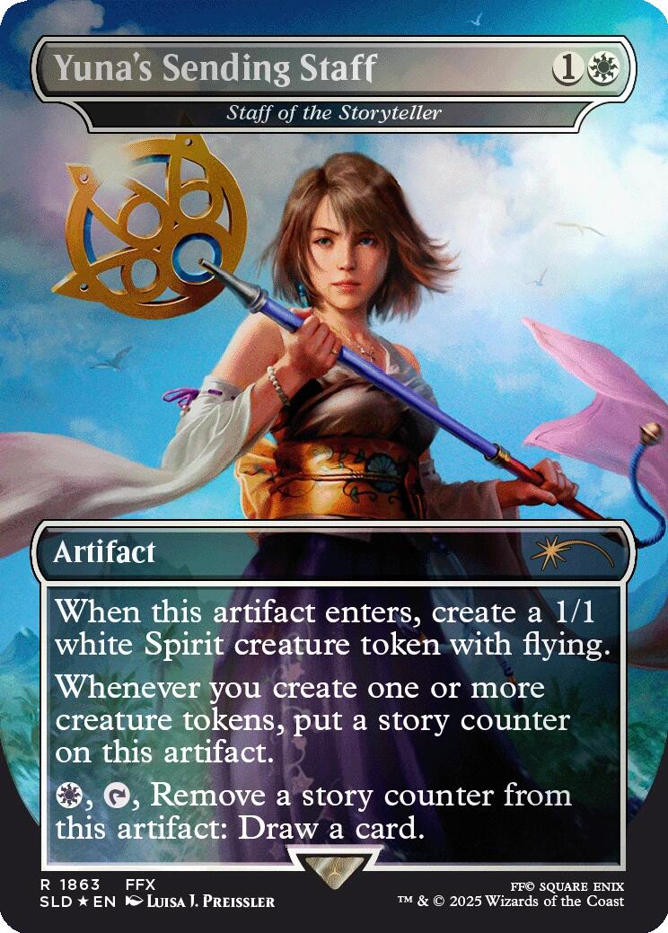 Yuna's Sending Staff - Staff of the Storyteller (Rainbow Foil) [Secret Lair Drop Series] - Destination Retro