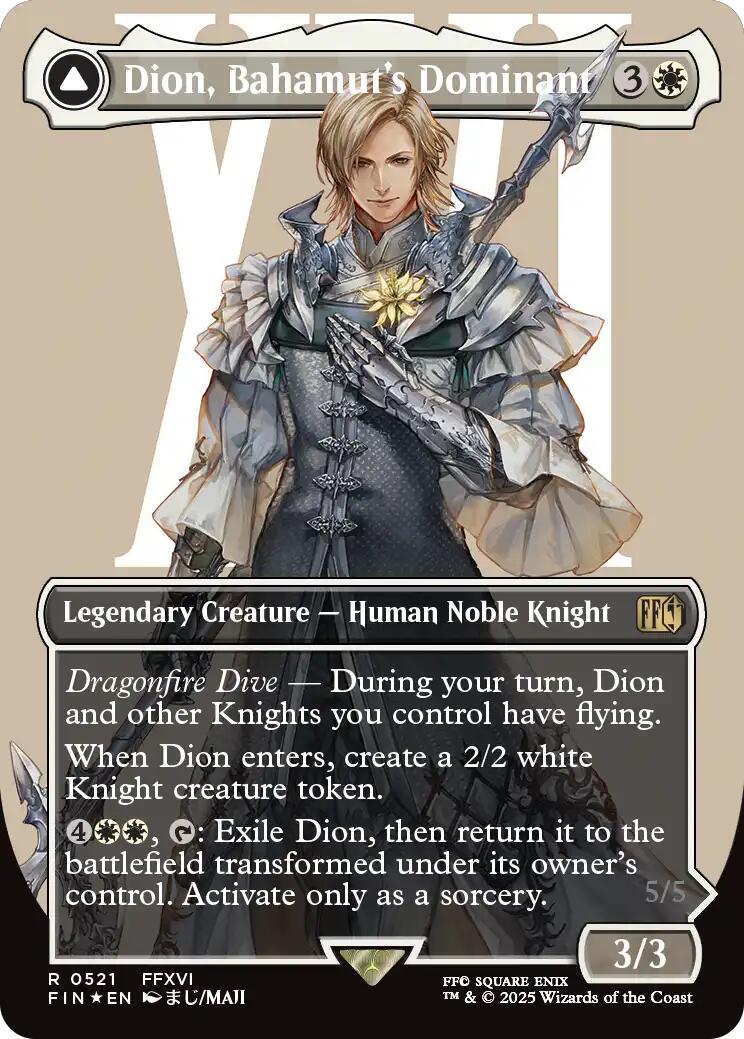 Dion, Bahamut's Dominant // Bahamut, Warden of Light (Borderless) (Surge Foil) [FINAL FANTASY] - Destination Retro