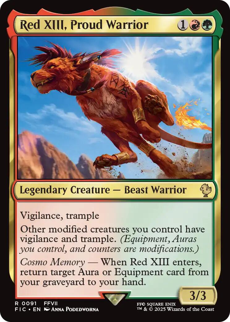 Red XIII, Proud Warrior (Surge Foil) [FINAL FANTASY Commander] - Destination Retro