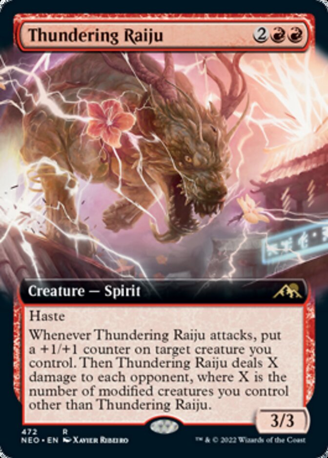 Thundering Raiju (Extended Art) [Kamigawa: Neon Dynasty] - Destination Retro
