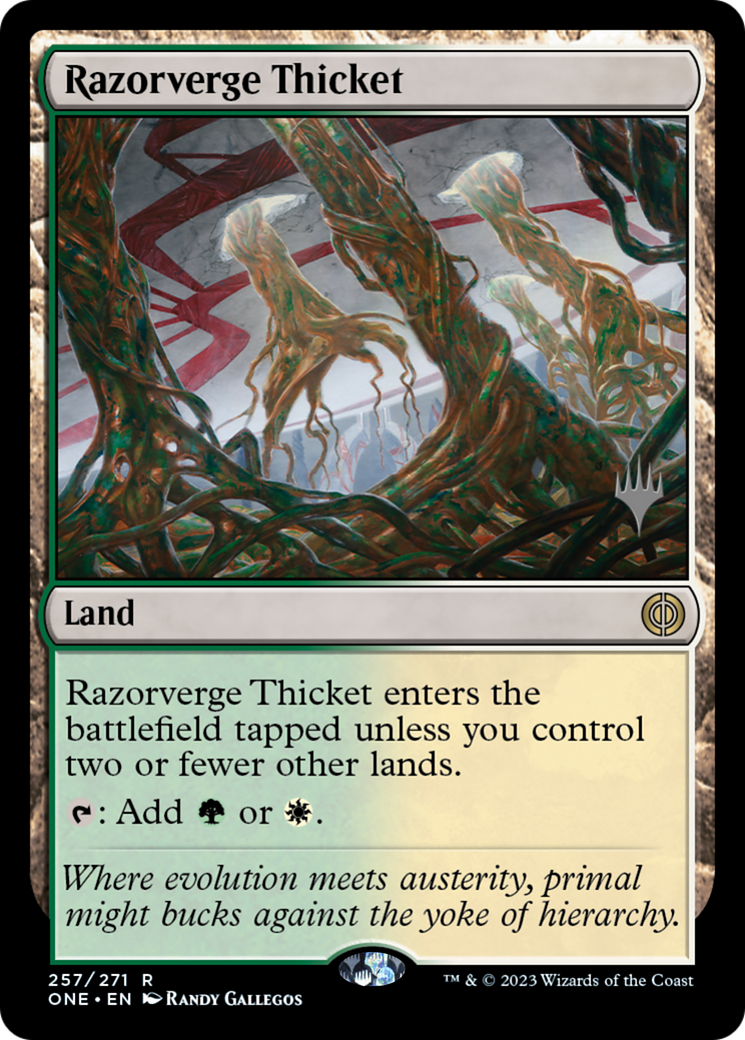Razorverge Thicket (Promo Pack) [Phyrexia: All Will Be One Promos] - Destination Retro