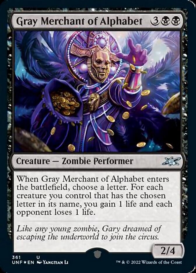 Gray Merchant of Alphabet (Galaxy Foil) [Unfinity] - Destination Retro