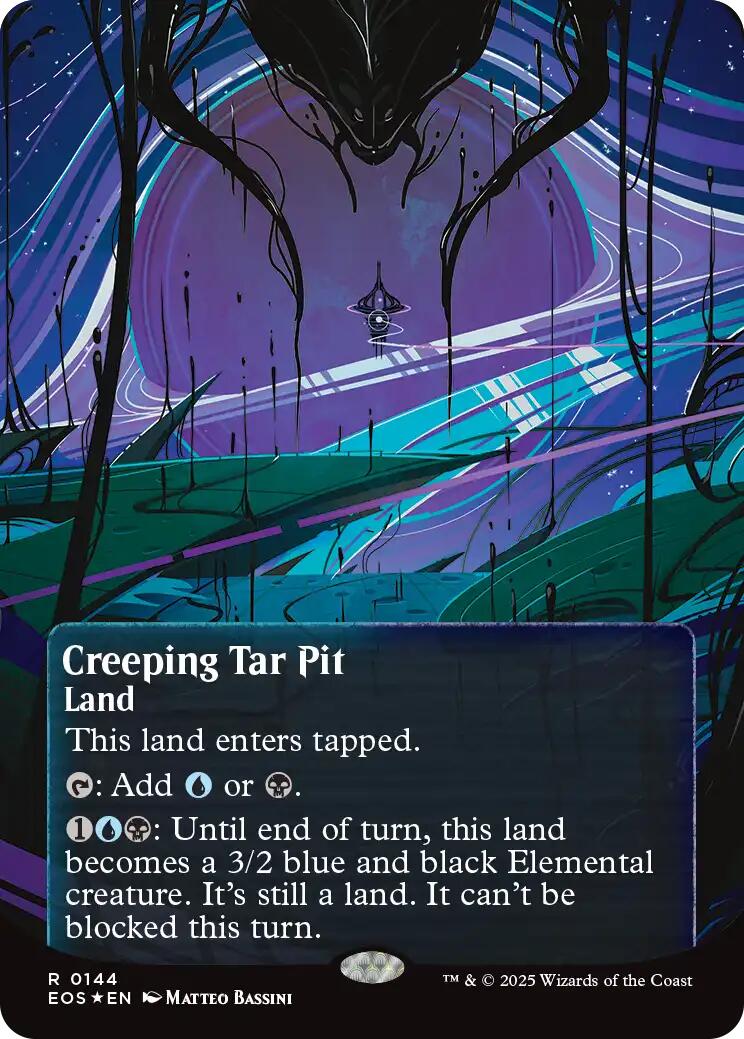 Creeping Tar Pit (0144) (Borderless) (Galaxy Foil) [Edge of Eternities: Stellar Sights] - Destination Retro