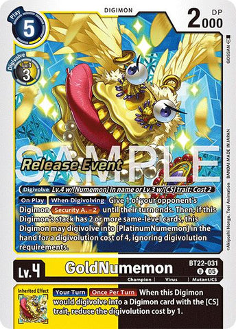 GoldNumemon [BT22-031] [Cyber Eden Release Event Cards] - Destination Retro