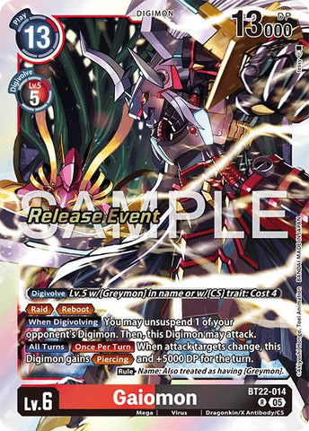 Gaiomon [BT22-014] [Cyber Eden Release Event Cards] - Destination Retro