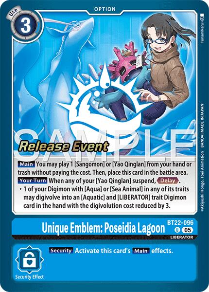 Unique Emblem: Poseidia Lagoon [BT22-096] [Cyber Eden Release Event Cards] - Destination Retro