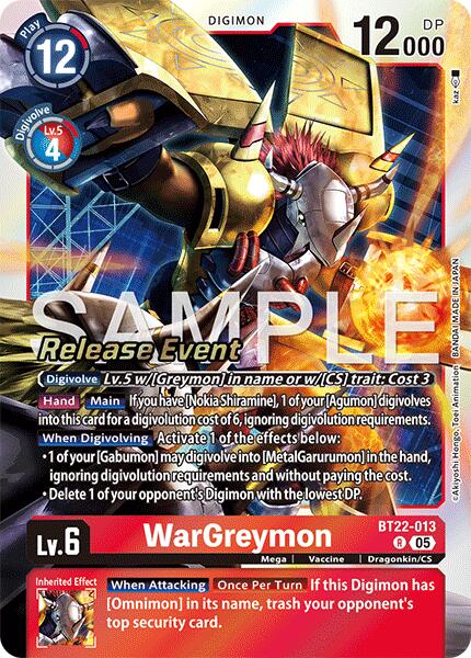 WarGreymon [BT22-013] [Cyber Eden Release Event Cards] - Destination Retro