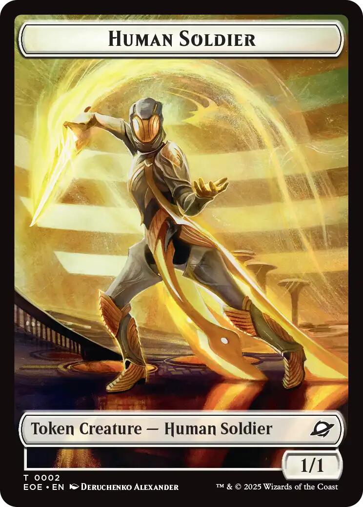 Human Soldier // Lander (0008) Double-Sided Token [Edge of Eternities Tokens] - Destination Retro