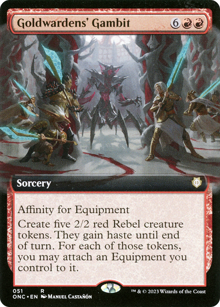 Goldwardens' Gambit (Extended Art) [Phyrexia: All Will Be One Commander] - Destination Retro