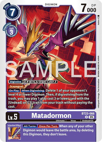 Matadormon [BT23-066] [Hackers' Slumber] - Destination Retro
