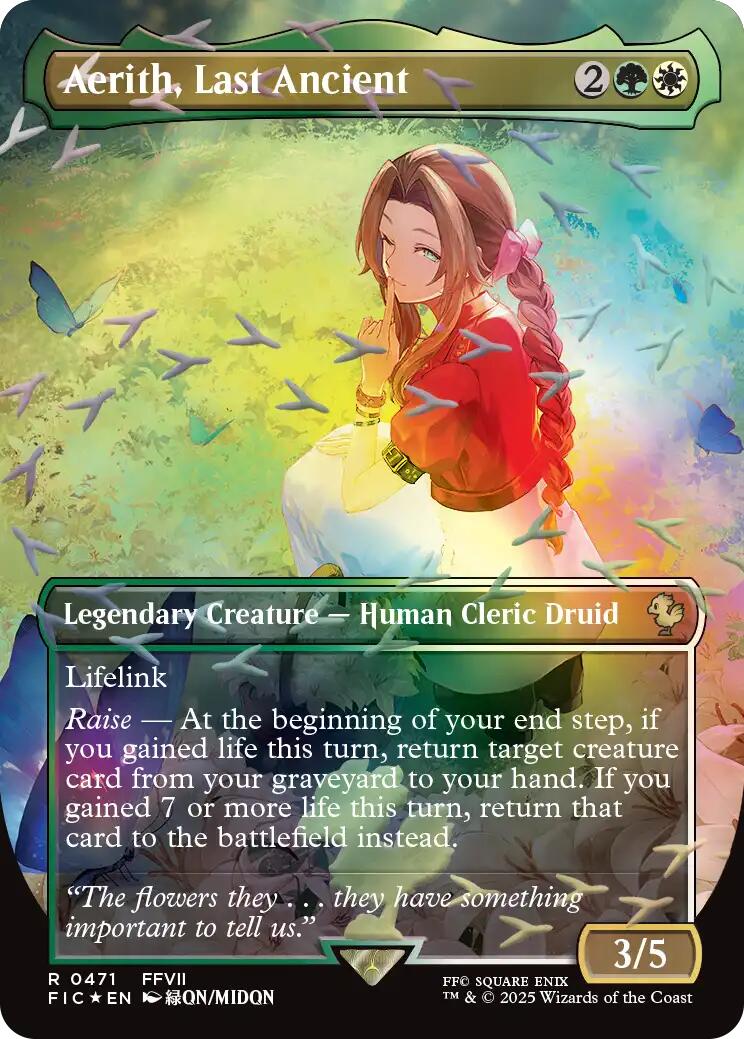 Aerith, Last Ancient (Borderless) (Chocobo Track Foil) [FINAL FANTASY Commander] - Destination Retro
