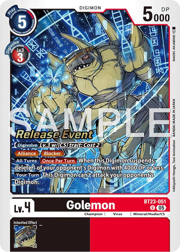 Golemon [BT23-051] [Hackers' Slumber Release Event Cards] - Destination Retro