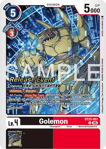 Golemon [BT23-051] [Hackers' Slumber Release Event Cards] - Destination Retro