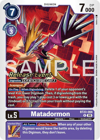 Matadormon [BT23-066] [Hackers' Slumber Release Event Cards] - Destination Retro