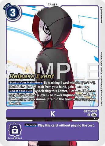 K [BT23-088] [Hackers' Slumber Release Event Cards] - Destination Retro