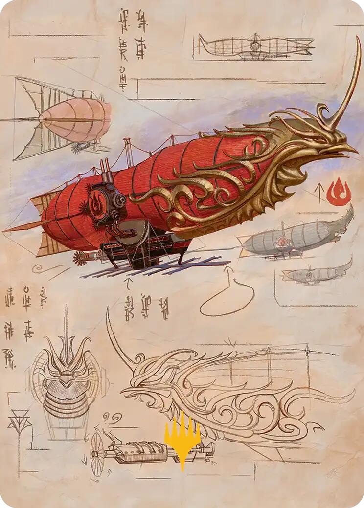 Phoenix Fleet Airship Art Card (Gold-Stamped Planeswalker Symbol) [Avatar: The Last Airbender Art Series] - Destination Retro