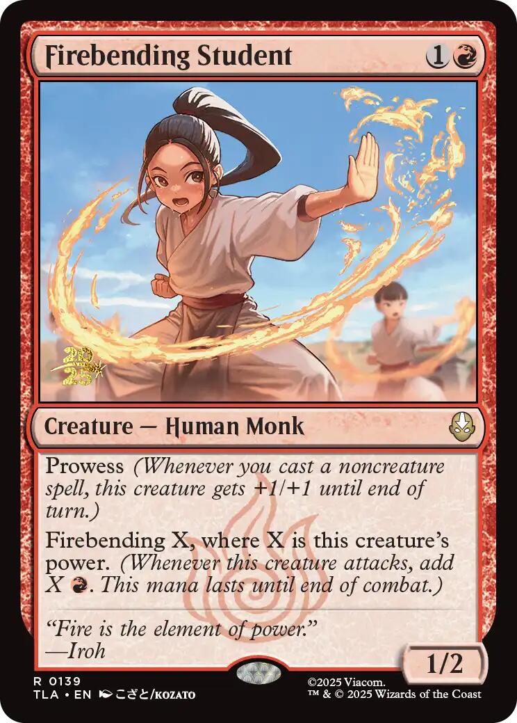 Firebending Student [Avatar: The Last Airbender Prerelease Cards] - Destination Retro