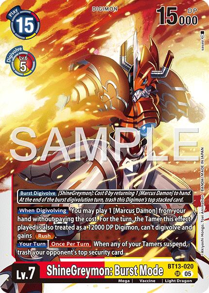 ShineGreymon: Burst Mode [BT13-020] [Advanced Booster Digimon Generation] - Destination Retro