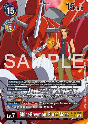ShineGreymon: Burst Mode [BT13-020] (Alternate Art) [Advanced Booster Digimon Generation] - Destination Retro
