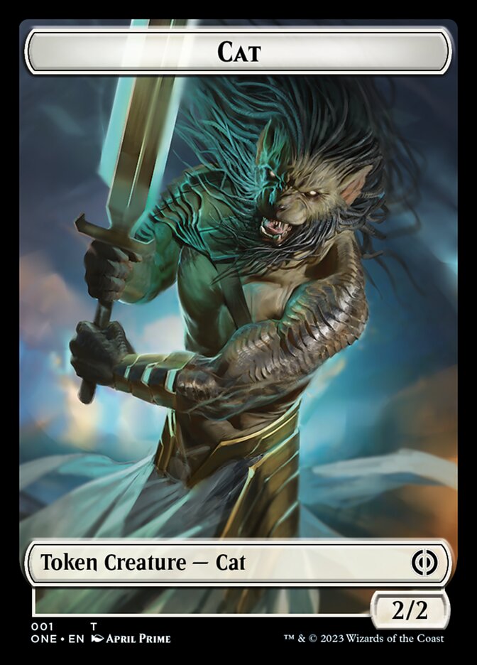 Rebel // Cat Double-Sided Token [Phyrexia: All Will Be One Tokens] - Destination Retro