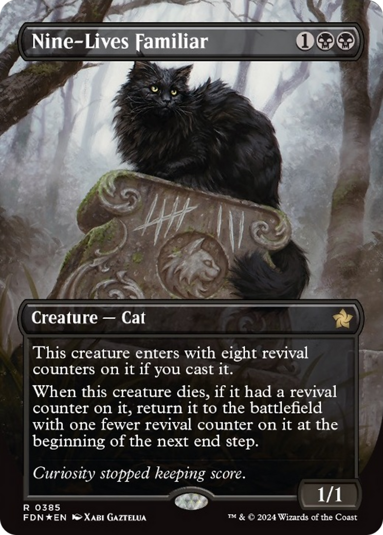 Nine-Lives Familiar (Borderless Mana Foil) [Foundations] - Destination Retro
