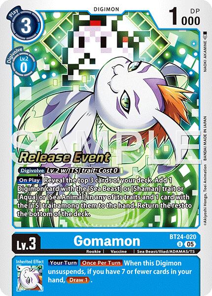 Gomamon [BT24-020] [Time Stranger Release Events Cards] - Destination Retro