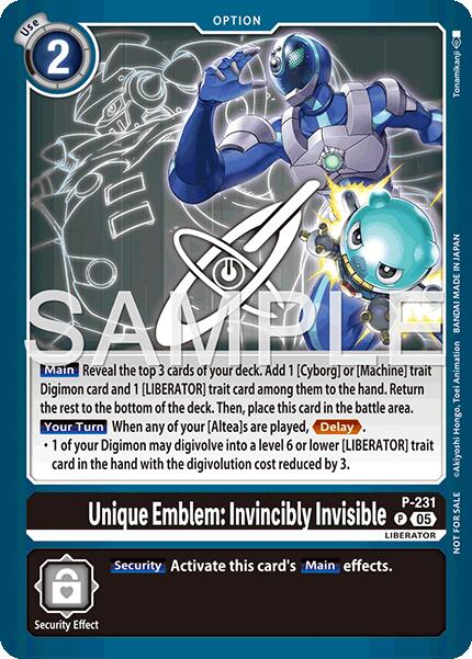 Unique Emblem: Invincibly Invisible [P] (Dawn of Liberator Box Topper) [Promotional Cards] - Destination Retro