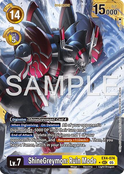 ShineGreymon: Ruin Mode [EX4-074] (Alternate Art) [Advanced Booster Digimon Generation] - Destination Retro
