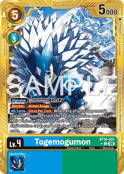 Togemogumon [BT16-021] (Gold Border) [Advanced Booster Digimon Generation] - Destination Retro