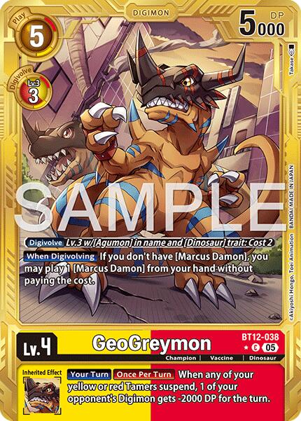GeoGreymon [BT12-038] - BT12-038 (Gold Border) [Advanced Booster Digimon Generation] - Destination Retro
