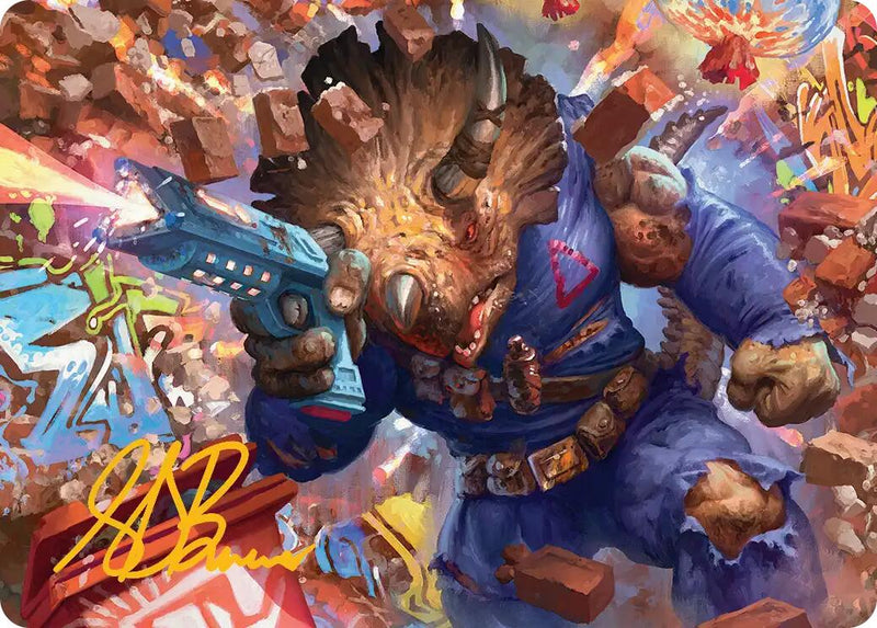 Zog, Triceraton Castaway Art Card (Gold-Stamped Signature) [Teenage Mutant Ninja Turtles Art Series] - Destination Retro