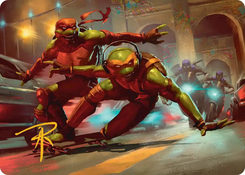 Raph & Mikey, Troublemakers Art Card (Gold-Stamped Signature) [Teenage Mutant Ninja Turtles Art Series] - Destination Retro