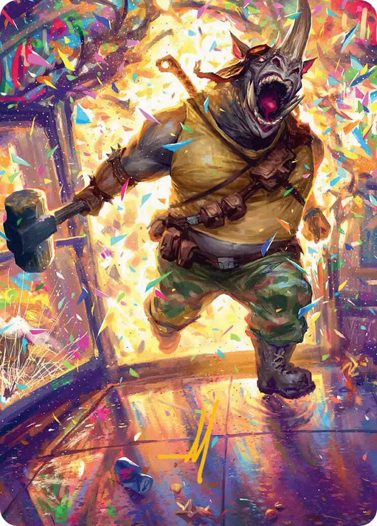Rocksteady, Rowdy Rhino Art Card (Gold-Stamped Signature) [Teenage Mutant Ninja Turtles Art Series] - Destination Retro