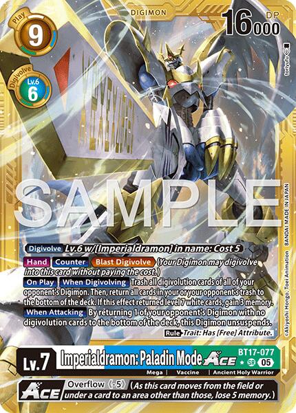 Imperialdramon: Paladin Mode ACE [BT17-077] (Gold Border) [Advanced Booster Digimon Generation] - Destination Retro