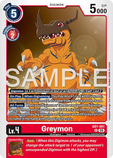 Greymon [AD1-001] [Advanced Booster Digimon Generation] - Destination Retro