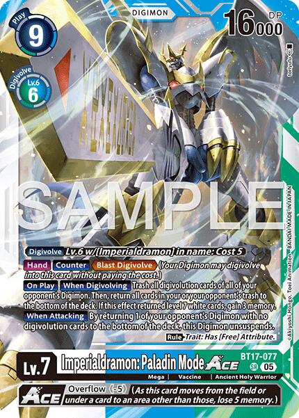 Imperialdramon: Paladin Mode ACE [BT17-077] (Reprint) [Advanced Booster Digimon Generation] - Destination Retro