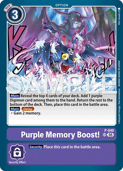 Purple Memory Boost! [P-040] (Reprint) [Advanced Booster Digimon Generation] - Destination Retro