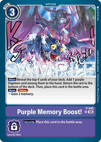 Purple Memory Boost! [P-040] (Reprint) [Advanced Booster Digimon Generation] - Destination Retro