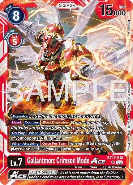 Gallantmon: Crimson Mode ACE [BT17-018] (Reprint) [Advanced Booster Digimon Generation] - Destination Retro