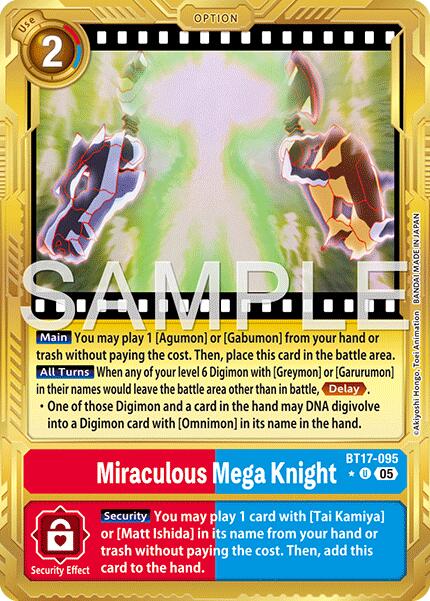 Miraculous Mega Knight [BT17-095] (Gold Border) [Advanced Booster Digimon Generation] - Destination Retro