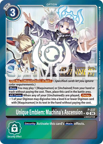 Unique Emblem: Machina's Ascension [P-237] (Store Tournament 2026 Vol. 2 Winner Pack) [Promotional Cards] - Destination Retro