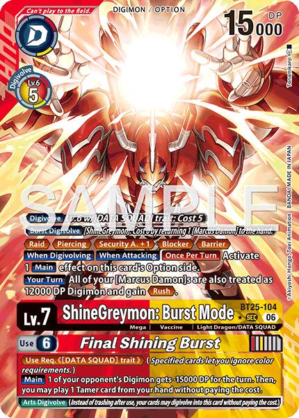 ShineGreymon: Burst Mode // Final Shining Burst [BT25-104] (Alternate Art) [Dual Revolution] - Destination Retro