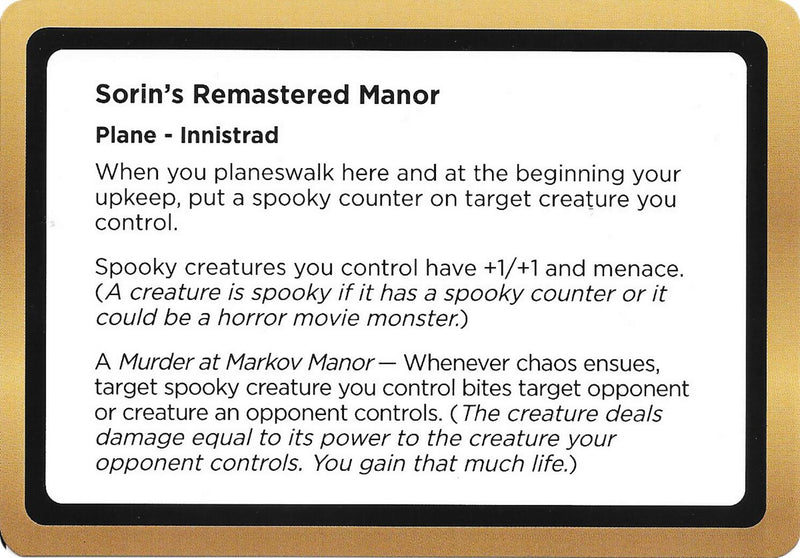 Sorin's Remastered Manor (Black Lotus Unknown Planechase) [Oversize Cards] - Destination Retro