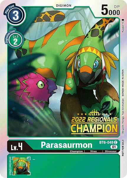 Parasaurmon [BT6-048] (2022 Championship Online Regional) (Online Champion) [Double Diamond Promos] - Destination Retro