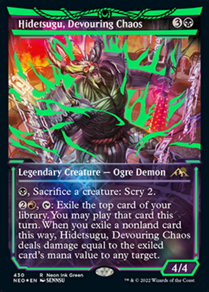 Hidetsugu, Devouring Chaos (Neon Ink Green) [Kamigawa: Neon Dynasty] - Destination Retro