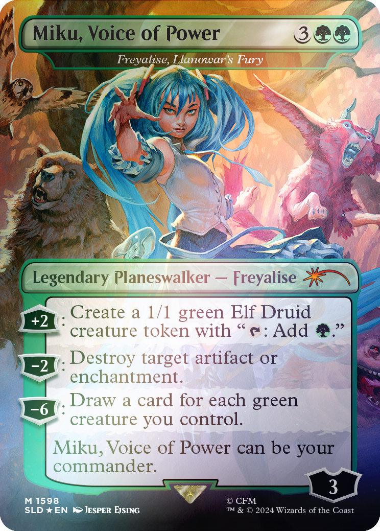 Miku, Voice of Power - Freyalise, Llanowar's Fury (Rainbow Foil) [Secret Lair Drop Series] - Destination Retro