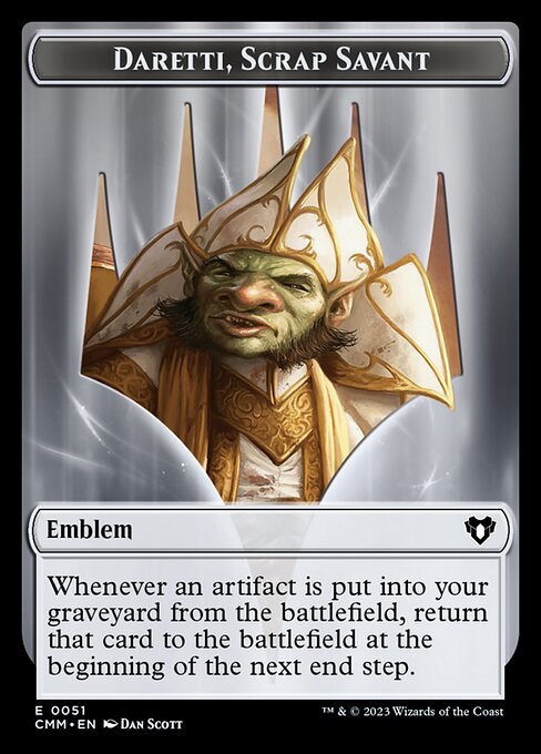 Thopter // Emblem - Daretti, Scrap Savant Double-Sided Token [Commander Masters Tokens] - Destination Retro